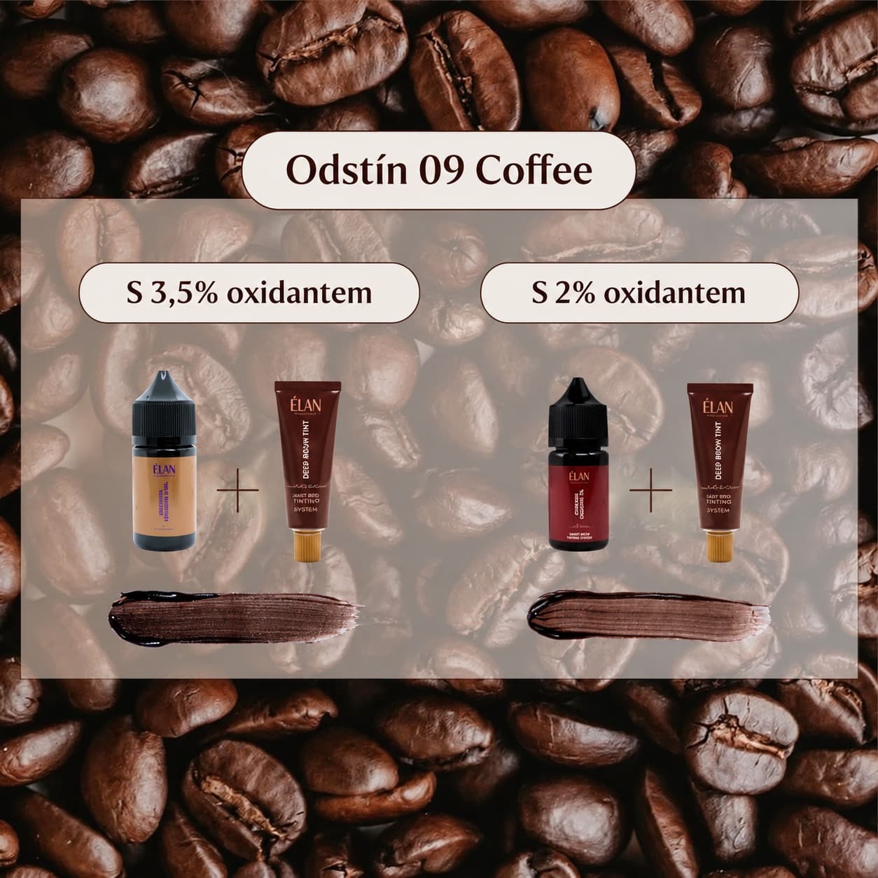 Elan barvy Porovnání odstínu 09 Coffee s oxidanty_jp